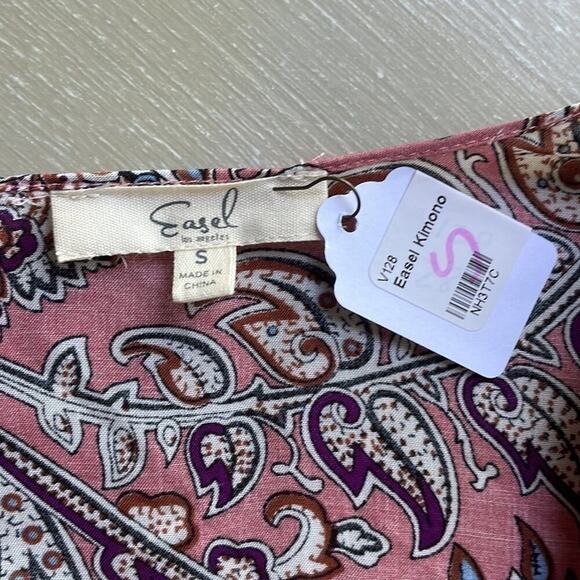 NWT Easel Los Angeles pink paisley kimono - Picture 6 of 12